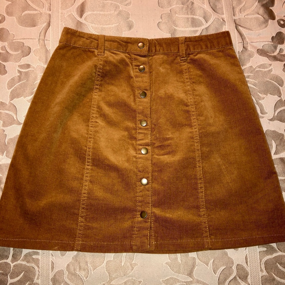 Camel Corduroy Mini Skirt